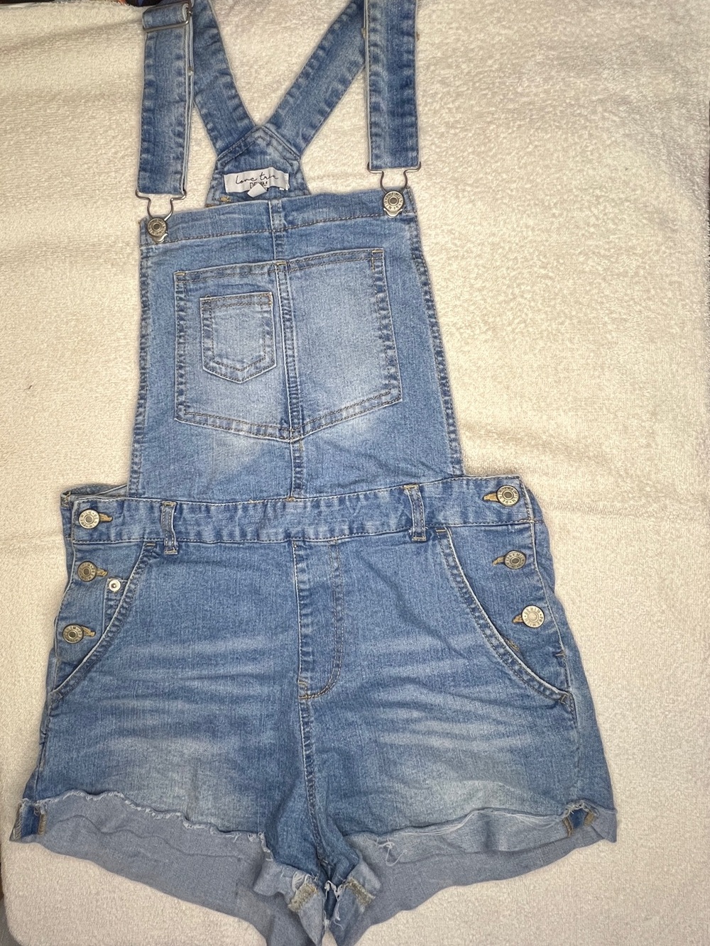 Light Wash Denim Short Overalls Love Tree Denim M